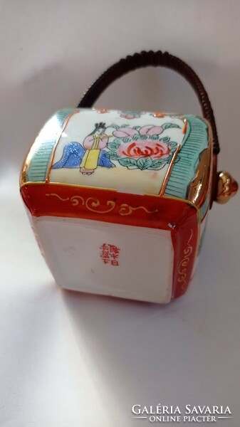 Vékony festett japán satsuma ? porcelán cukortartó