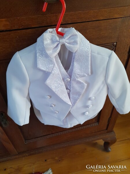 Casual little boy's ensemble, white, vest, pants, jacket, shirt, worn once, clean,,,