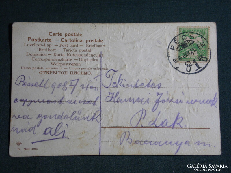 Képeslap,Postcard,artist,grafikai,rajzos,vögel,madár,veréb, dombornyomott, 1908