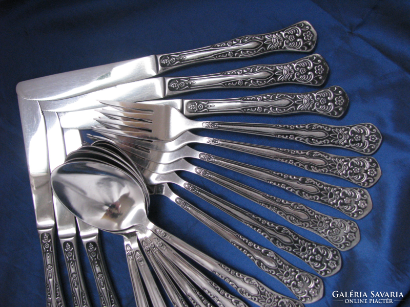 Set of antique Russian cutlery with a lotus flower pattern