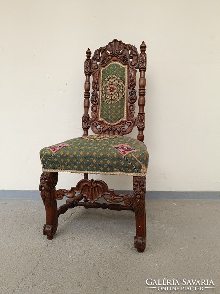Antique richly carved renaissance chair upholstered 715 8510