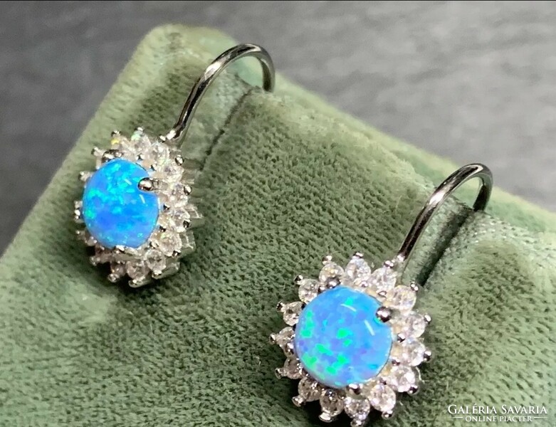 Blue opal gemstone, sterling silver earrings /925/ new, many handcrafted jewelry!