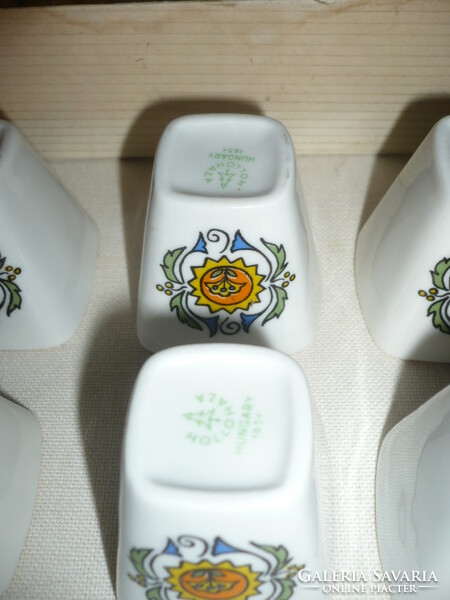 Holóháza porcelain cup set, 6 pcs. Old porcelain brandy glass in a box