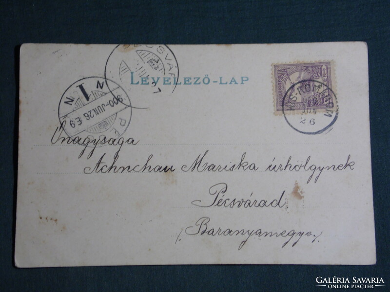 Képeslap,Postcard,artist,grafikai,rajzos,vögel,geese,Gans, hét liba, litho, 1900