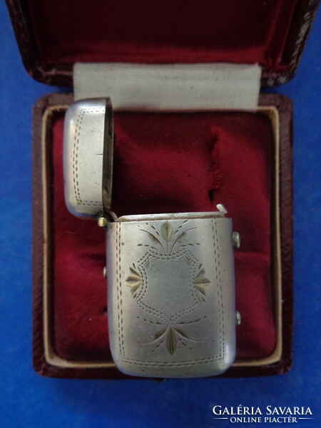 Antique silver-plated decorative match holder