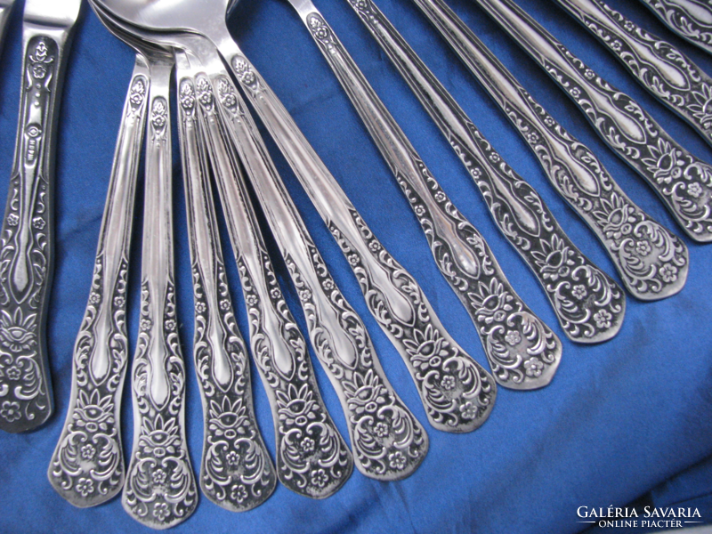 Set of antique Russian cutlery with a lotus flower pattern