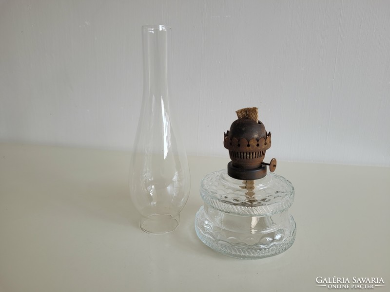 Régi vintage nagy üveg petróleum lámpa éjjeli lámpa