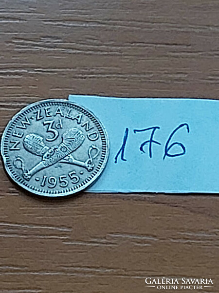 ÚJ-ZÉLAND NEW ZEALAND 3 PENCE 1955 Réz-nikkel, II. Erzsébet királynő  176.