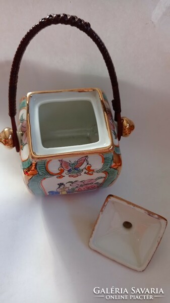 Thin painted Japanese satsuma? Porcelain sugar bowl