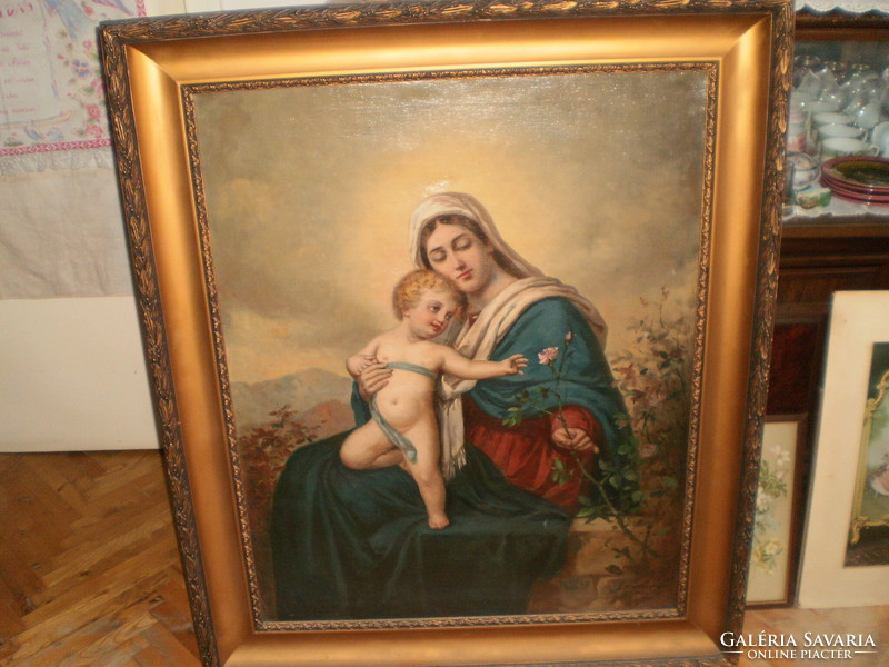 Oil painting with an antique church theme, sign altarpiece,