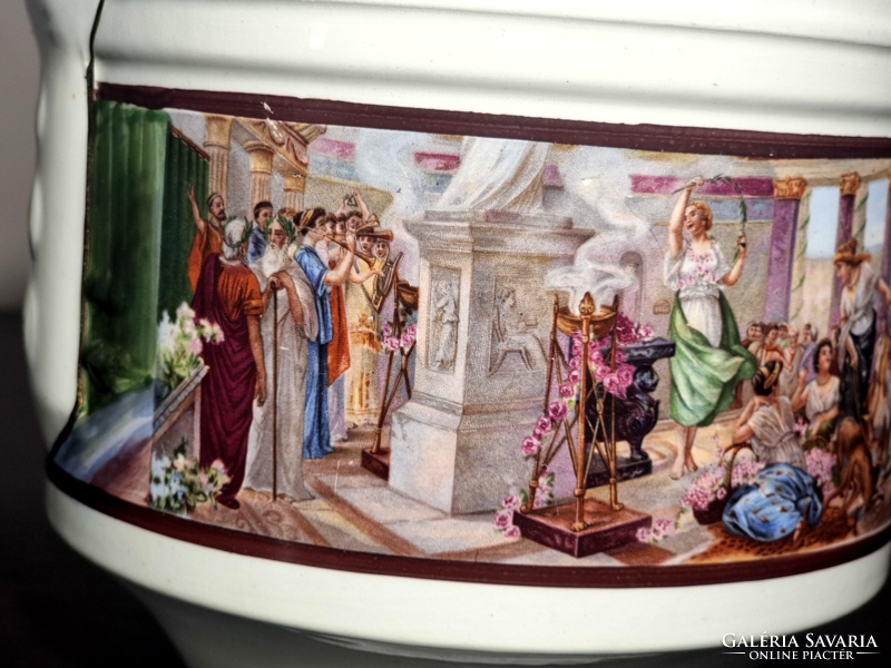 *Verbanum stone - laveno Italian porcelain caspo, sticker on the side / Roman portrait / with decoration, xx.Szd