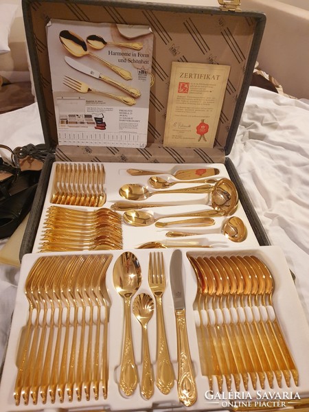 Exclusive 12-person cutlery set sbs solingen with 24 carat gold