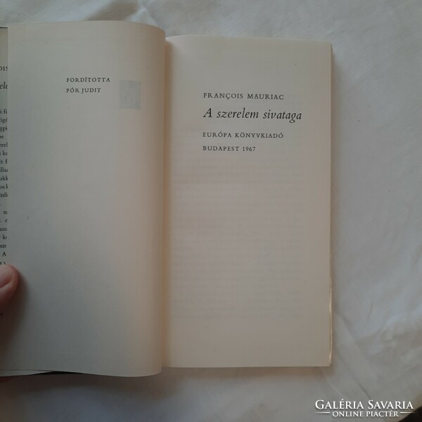 Francois Mauriac: A szerelem sivataga   Európa Könyvkiadó 1967