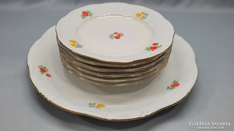 Zsolnay floral cake set for 6 people