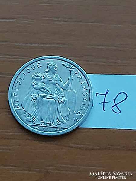 French Polynesia polynesia 1 franc 1993 i e o m, alu. 78.