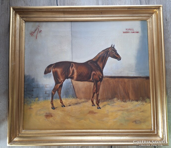 Antique racing horse painting 1897