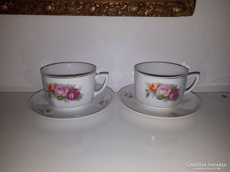 Pair of old Zsolnay porcelain teacups