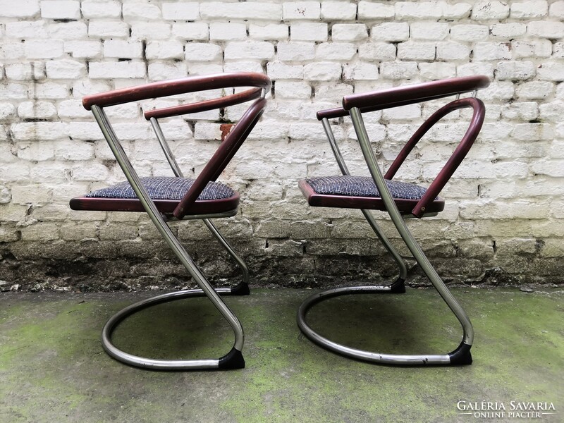 Bauhaus-style tubular frame chair pair #052