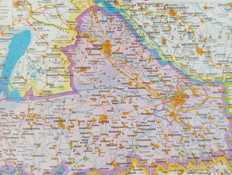 Győr-Moson-Sopron megye retro térkép.