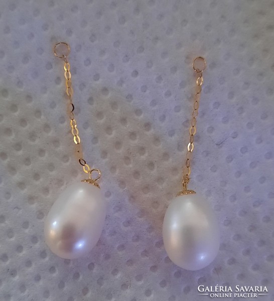 18 K gold cultured pearl pendant for stud earrings (3 cm)