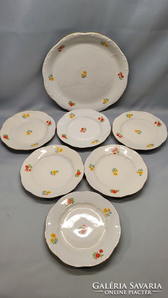 Zsolnay floral cake set for 6 people