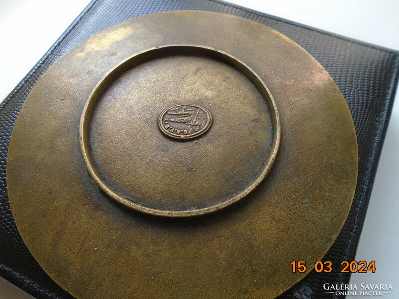 Fire-gilt niello bronze bowl with raised medieval knight s.A.F.B. (Scott air force base ?!) Marking