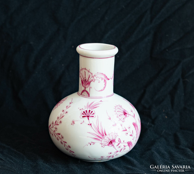 Jelzett Fischer & Mieg Pirkenhammer váza - kézzel festett - antik kőporcelán dísztárgy - ritka forma