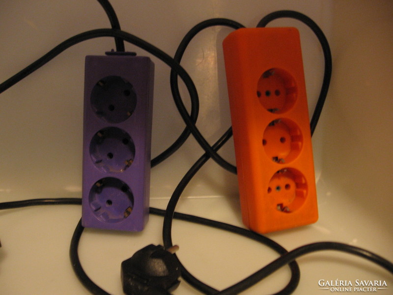 Retro purple and orange earthed electrical distributor, extension cord