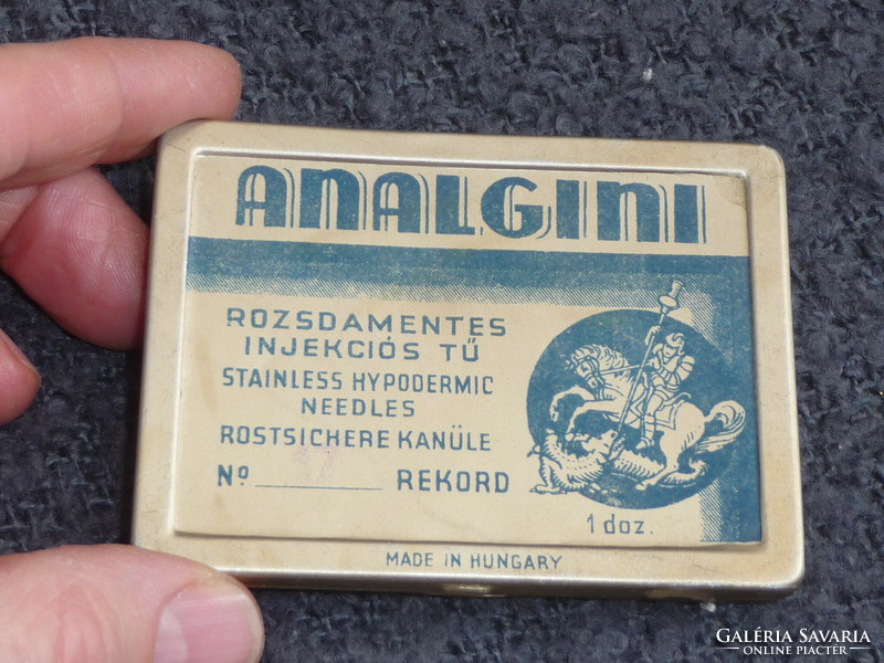 Old Hungarian medical metal box analgin injection needle box 1940s medical box szent György can