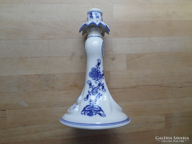 Older porcelain candle holder with onion pattern