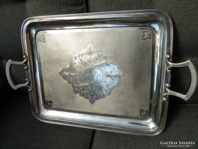 Breathtaking, antique silver tray with handles, Vienna ca. 1880!!!