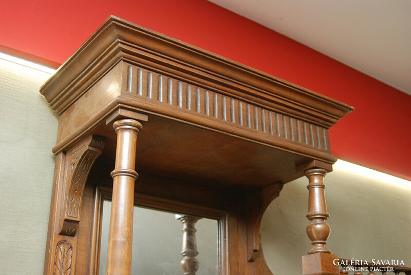 Pewter German Neo-Renaissance bookcase and glass chair