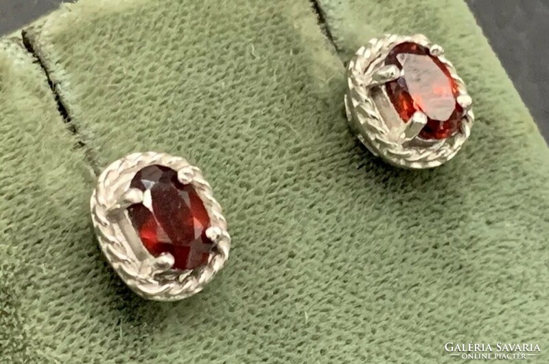 Genuine natural garnet gemstone earrings 925 - ùj