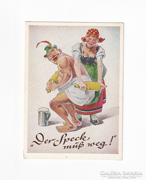 VH:01 Vicces-Humoros képeslap postatiszta "August Lengauer" 1950-70