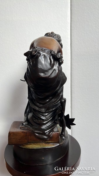Lady with Bird - fantastic bronze statue with Cayoni mark