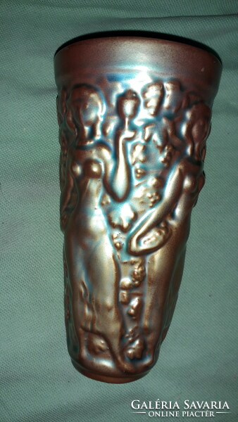 Beautiful - zsolnay eosin-glazed art deco relief porcelain vase 17 x 11 cm flawless according to the pictures