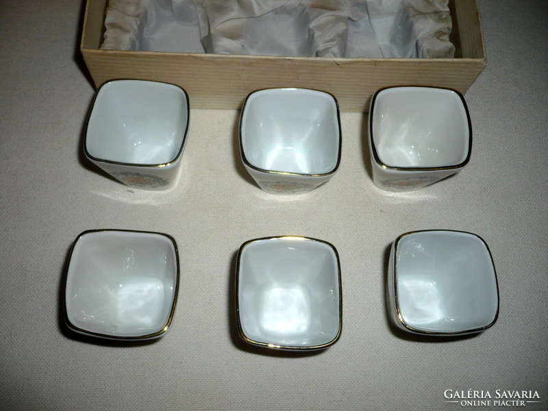 Holóháza porcelain cup set, 6 pcs. Old porcelain brandy glass in a box