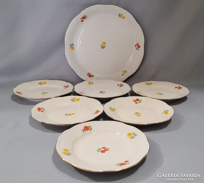 Zsolnay floral cake set for 6 people
