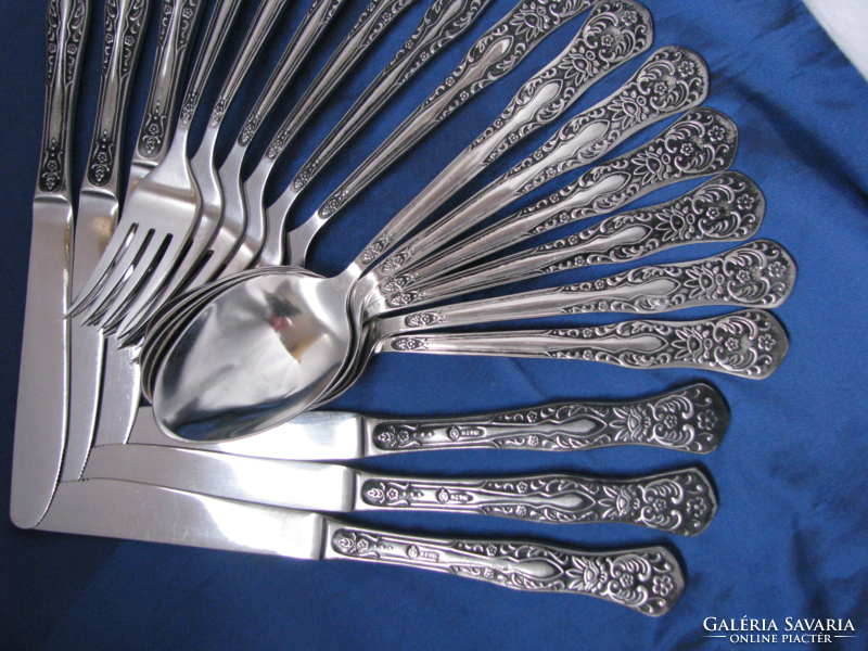 Set of antique Russian cutlery with a lotus flower pattern