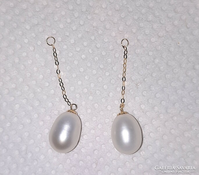 18 K gold cultured pearl pendant for stud earrings (3 cm)