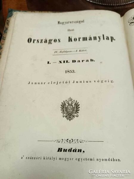 National government paper for Hungary 1853. Annual 2-volume edition, full year in two languages, good condition