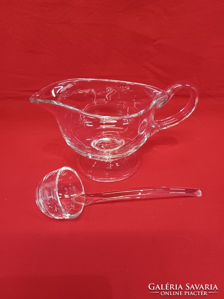 Glass sauce pourer with ladle