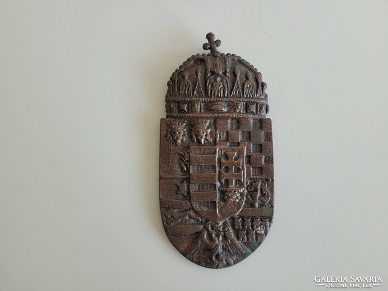 Old metal cast crowned coat of arms wall decoration