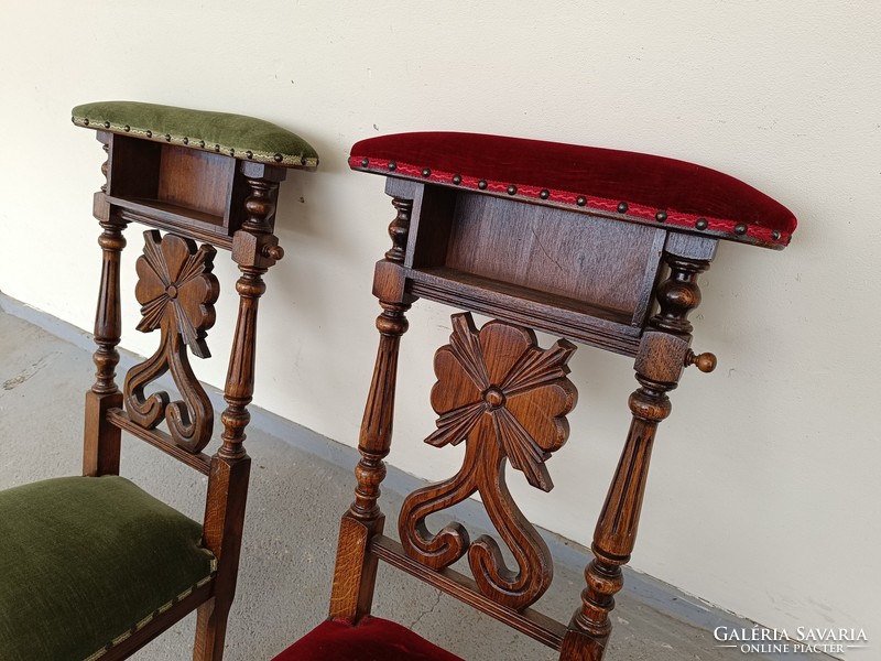 Antique kneeling prayer chair prayer chair 2 pieces hardwood carved Christian furniture 716 8511