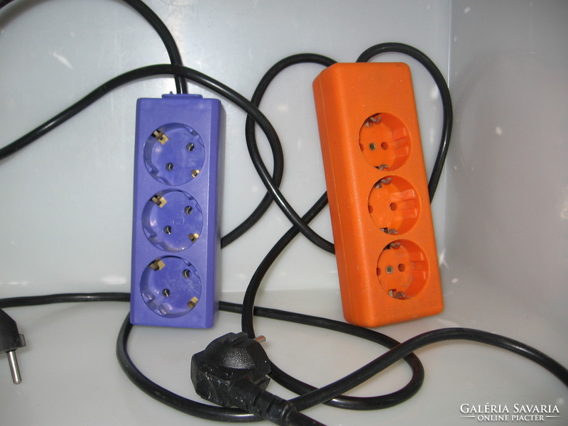 Retro purple and orange earthed electrical distributor, extension cord