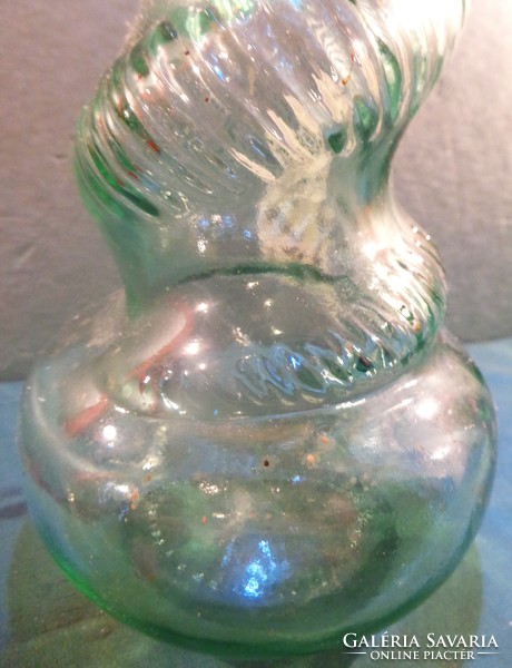 Twisted green drinking bottle / rare: 33 cm, 0.8 kg - made in Spain /