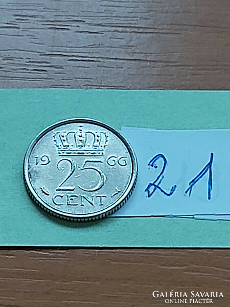 Netherlands 25 cents 1966 Queen Juliana, nickel 21