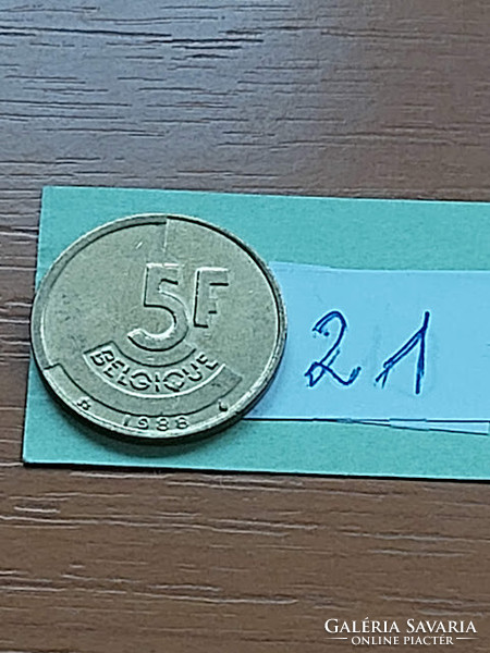 Belgium belgique 5 francs 1988 nickel-bronze, i. King Baudouin 21