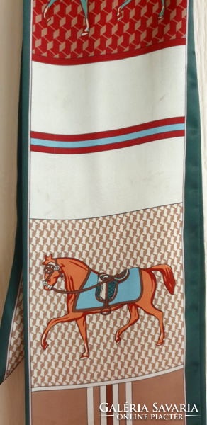 Horse, equestrian special pattern silk scarf 145 cm x 11 cm