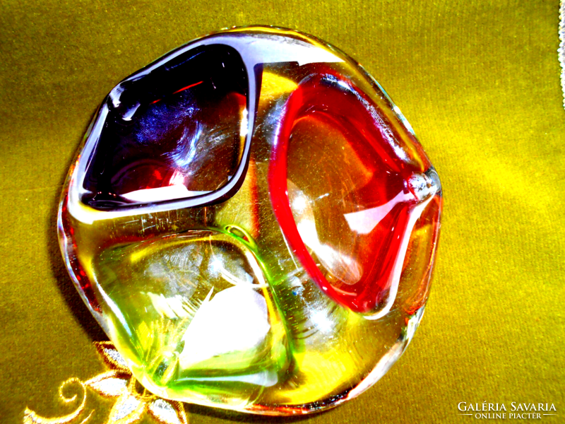 Josef hospodka heavy thick Czech glass bowl